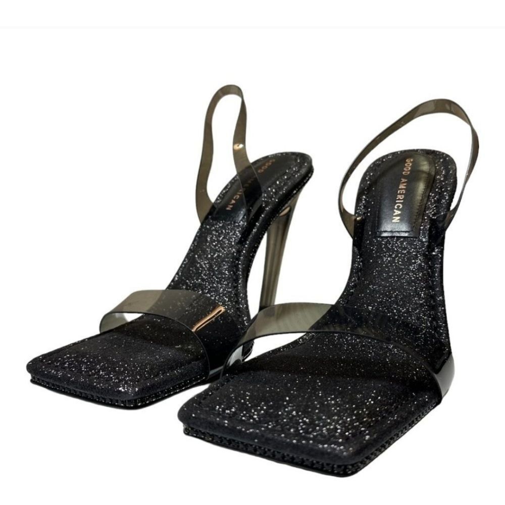 Good American Glitter Square Toe Heel